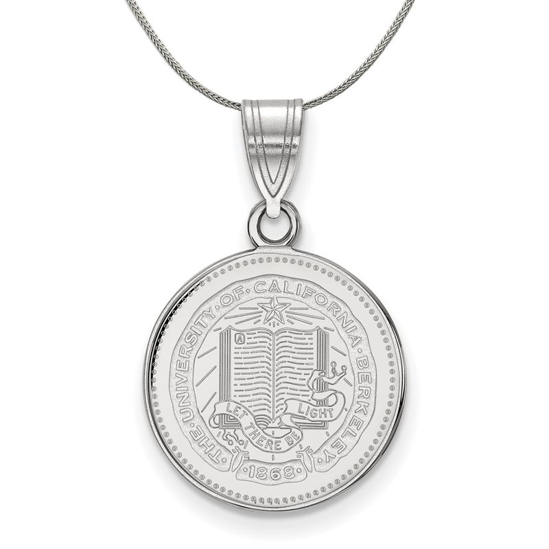Sterling Silver California Berkeley Medium Crest Disc Necklace - 16 In